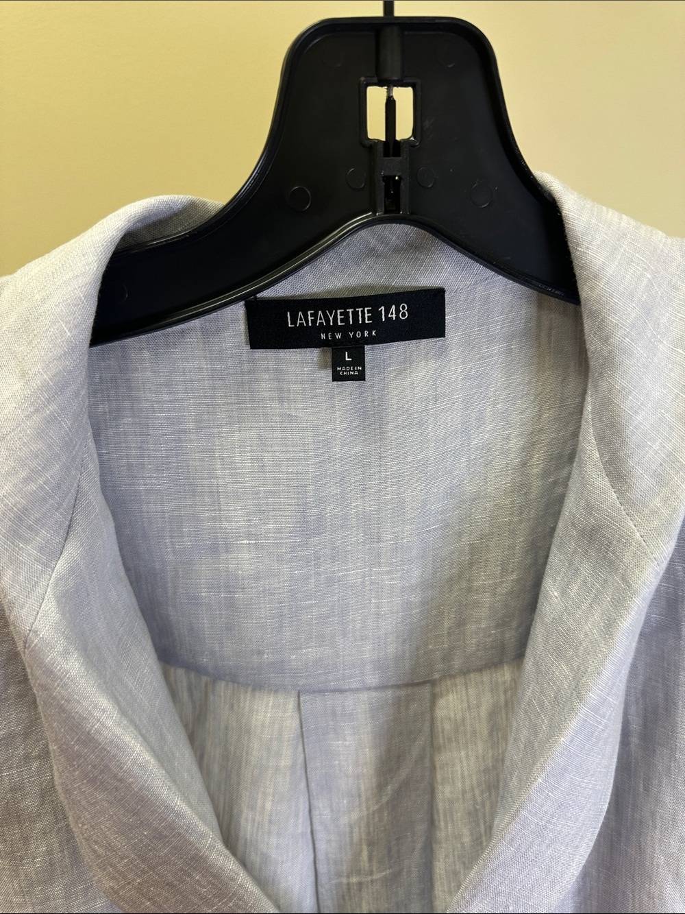 Lafayette 148 New York Light Blue Linen Button-Front Short Sleeve Top - Picture 2 of 3